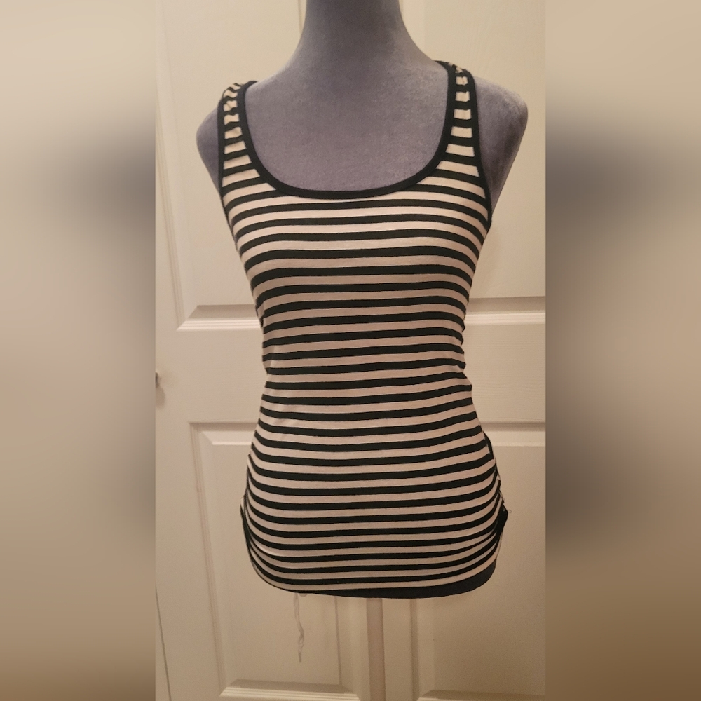 Guess Black and White Striped Tank Top